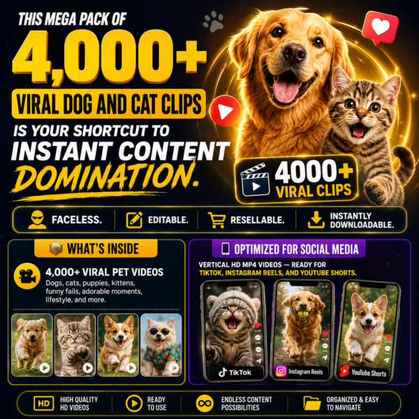 5000 Viral Dog & Cat Clips Bundle